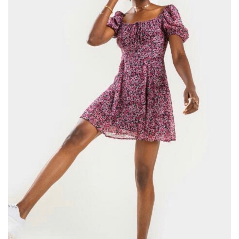 floral dress Mini Trending Fit And Flare Medium Size Purple
